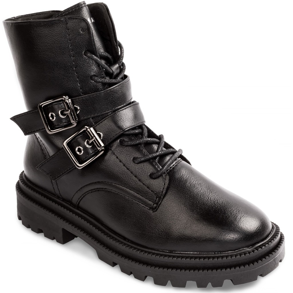 Bota Ramarim Coturno Feminino Cano Curto Couro Fivelas