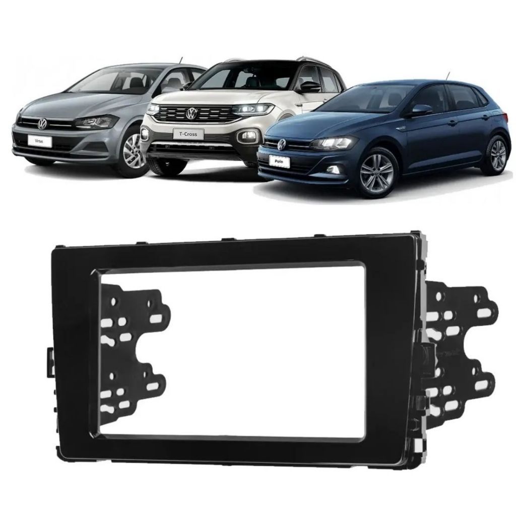 MOLDURA PARA CENTRAL MULTIMIDIA MP5 7 POL 2 DIN VW T-CROSS/NOVO POLO/ VIRTUS 2018 A 2019