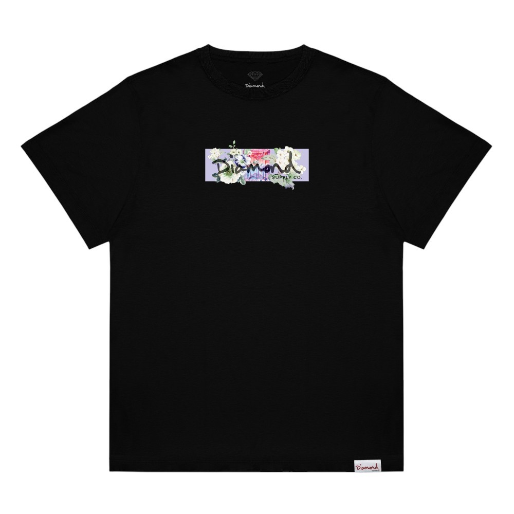 Camiseta Diamond Gem & Flowers - Preto