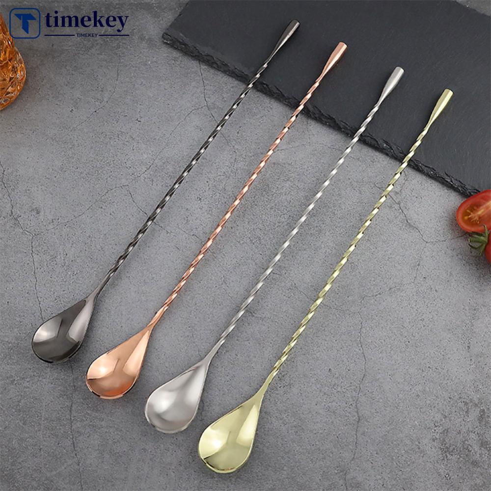 TIMEKEY 30cm De Aço Inoxidável Barra Agitação Colher Mistura Onças Cocktail Bebida Shaker Muddler Agitador Bartender Fer