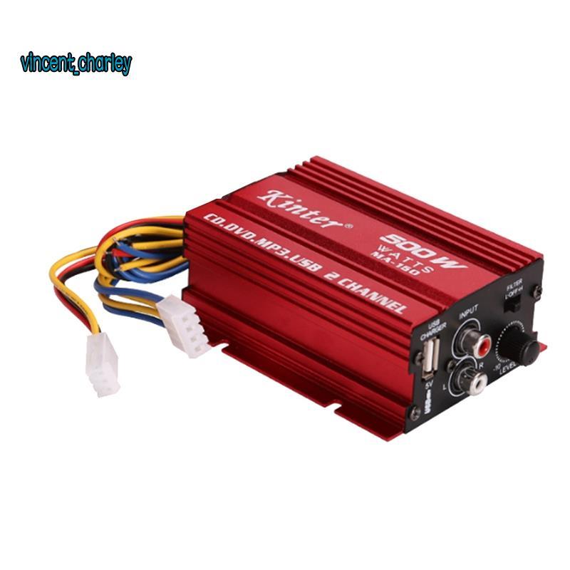 [vincent_c] Amplificador De Áudio Para Carro Cabo 12V 2 Canais Mini Estéreo Amp Subwoofer Porta USB Mp3