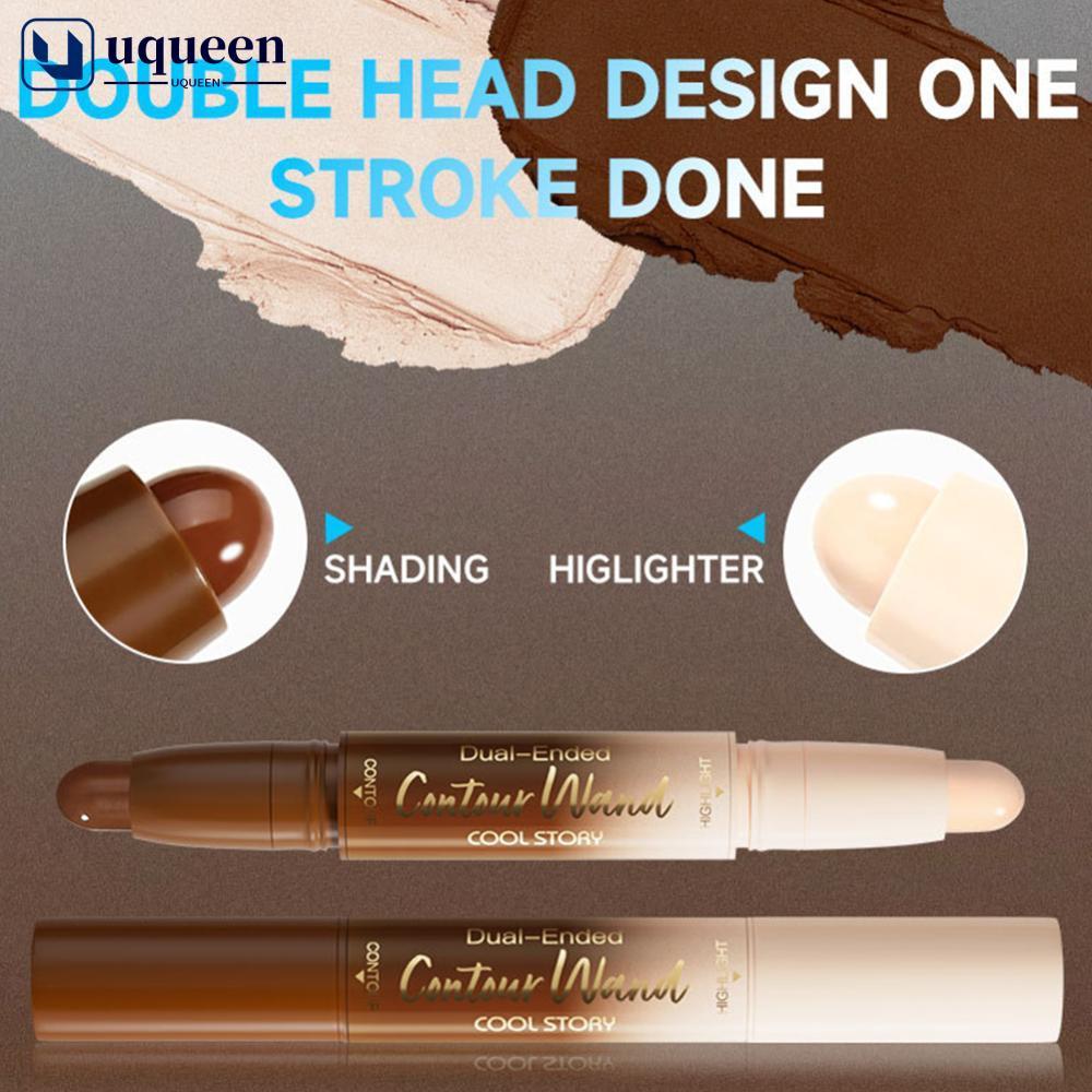UQUEEN 2 Em 1 Contorno Vara Creme Iluminador Fosco Bronzer Rosto Maquiagem Dupla Extremidade Corretivo Nariz Sombra De L
