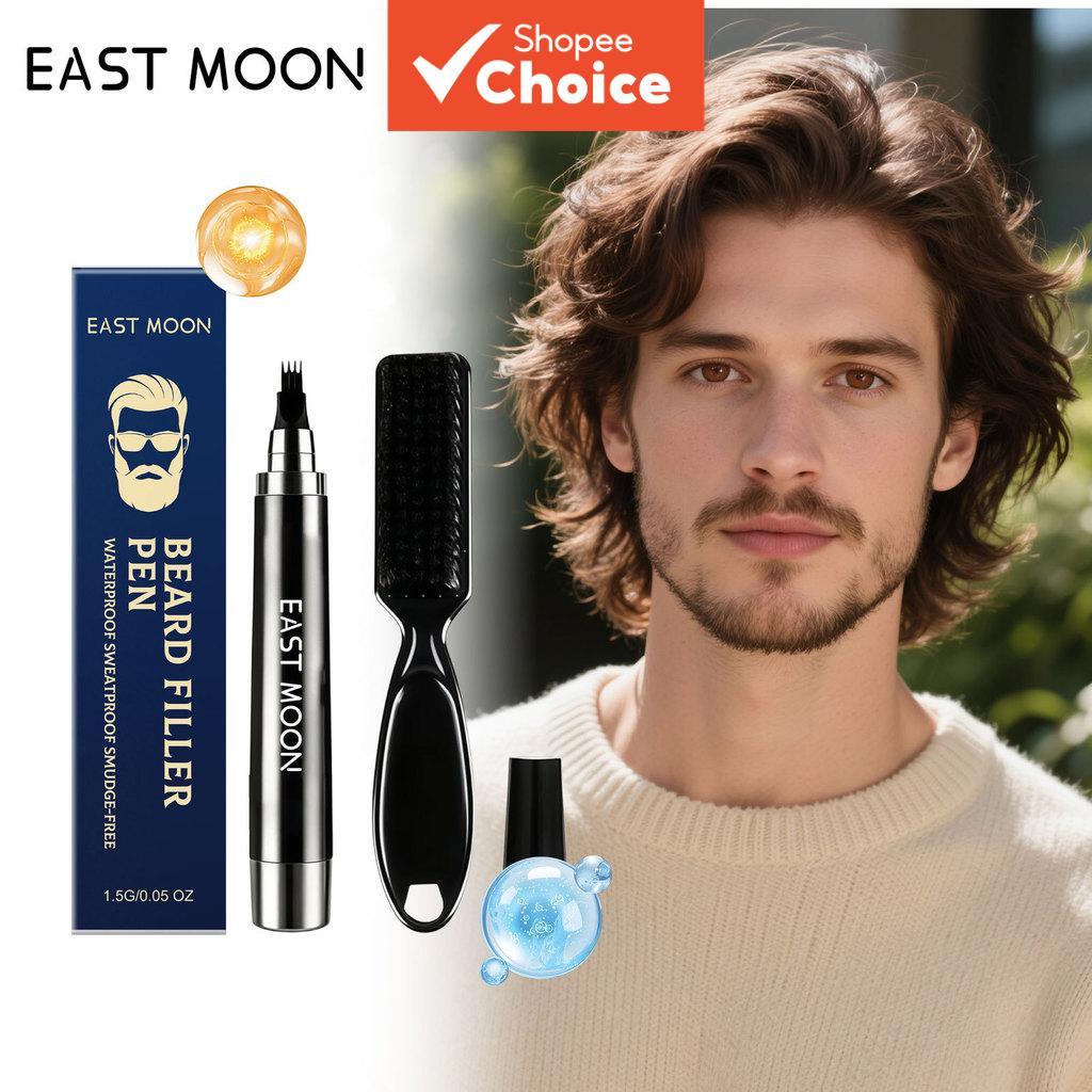 Lápis para Barba Masculina, Contornos Definidos, Cor Natural e Fórmula à Prova d'Água, 1,5 g + Pincel, Sem Grumos