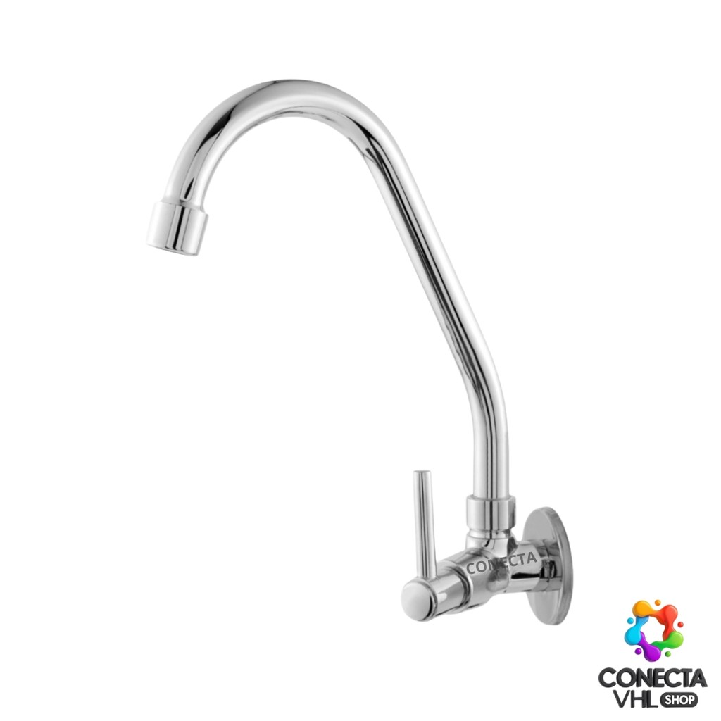 Torneira Tubo Inox ABS Cromado Pia Cozinha Parede  1/4 de Volta