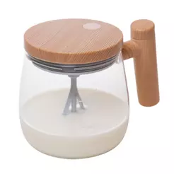 Caneca Mixer a Pilha 400ml Vidro Borossilicato Lines Wolff para Café Leite Chocolate Cappuccino Misturar Bebidas Prática