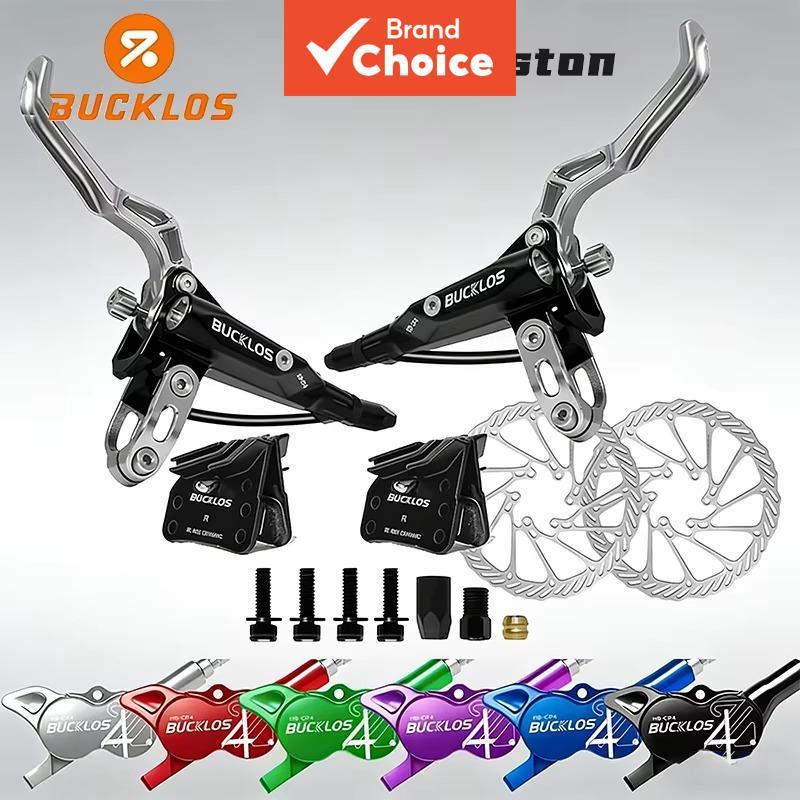 BUCKLOS Freio de Bicicleta com Rotor de 160mm 4 Pistões em Liga de Alumínio Freio Hidráulico 6 Cores Dianteiro Traseiro