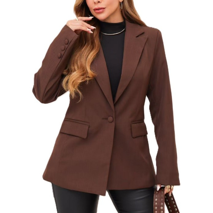 Blazer Casaco Feminino Com Bolso Forrado Alongado Premium Elegante Casual Inverno Importado Jaqueta