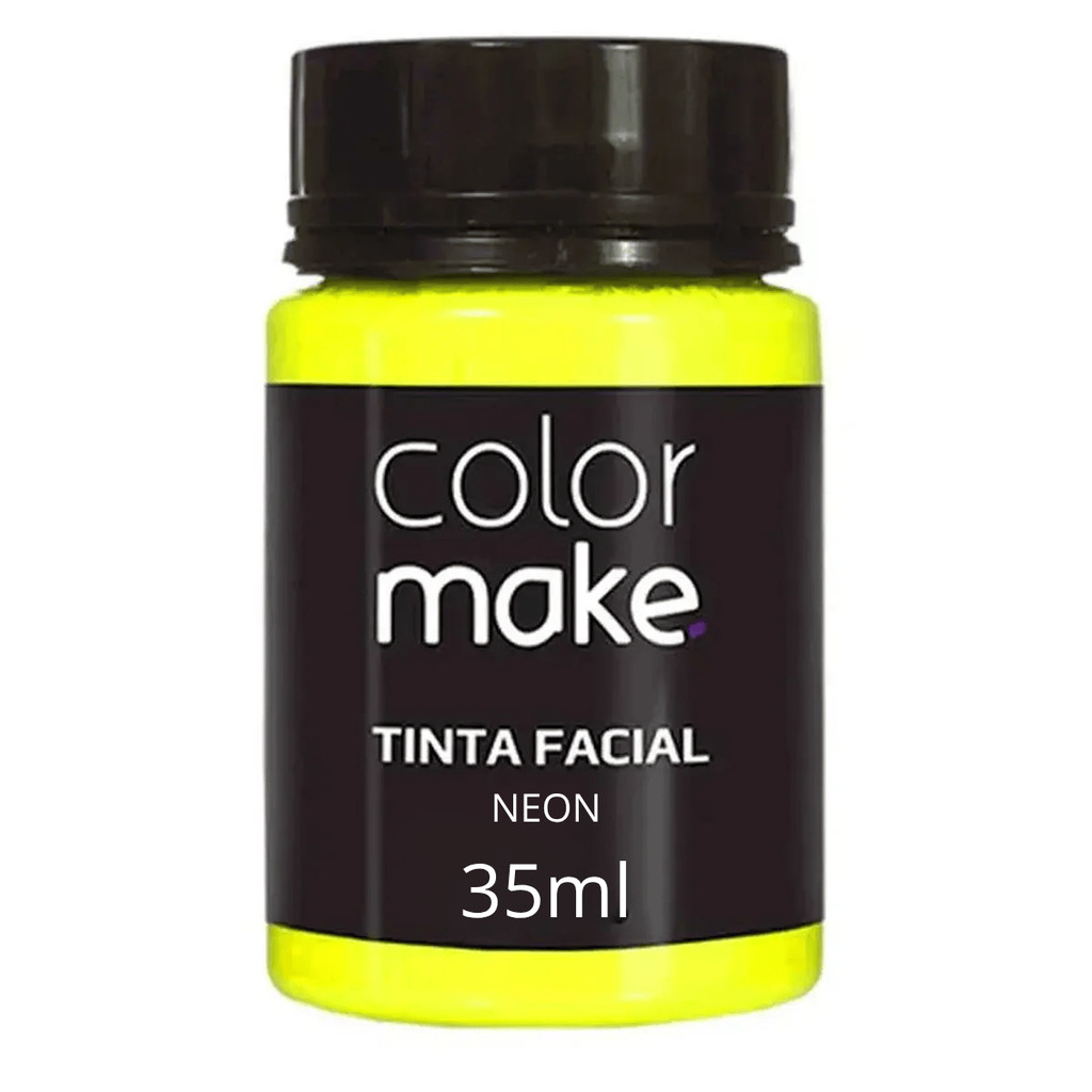 Tinta Facial Neon Amarela Fluorescente Pintura Corpo Rosto ColorMake- 35ml