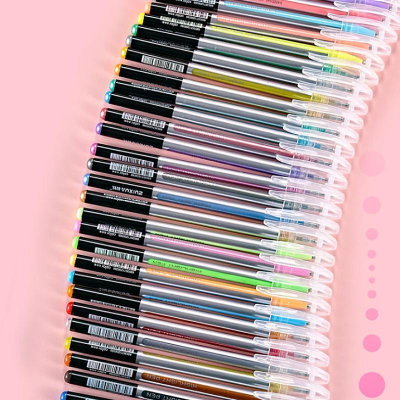 Decorador Estudante Glitter Gel Canetas 6 12 18 Cores Conjunto De Vivas De Alto Para DIY Mão Letras Diário Novo