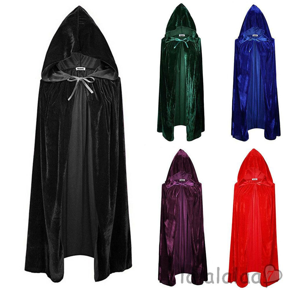 Capa de Veludo para Adultos, Fantasia Medieval com Capuz, Bruxa Wicca, Fantasia de Vampiro, Casacos de Halloween 5 UGRE