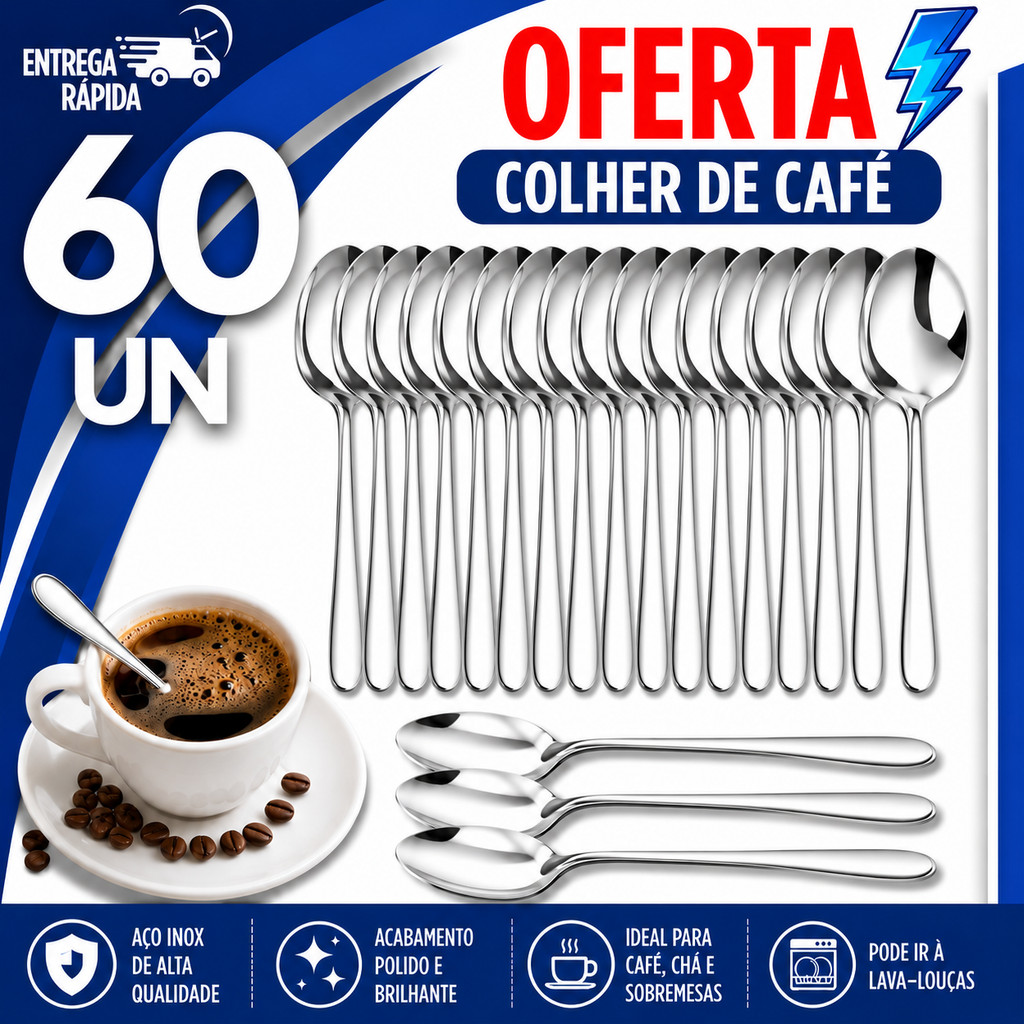 COLHER DE CAFÉ TALHER INOX PRA CHOCOLATE QUENTE  FRIO