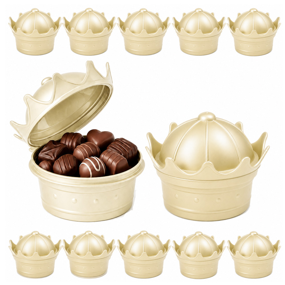 Kit 30 Potes de Coroa Dourado Princesa p/ Festa Aniversário Doces p/ Sacola Surpresa