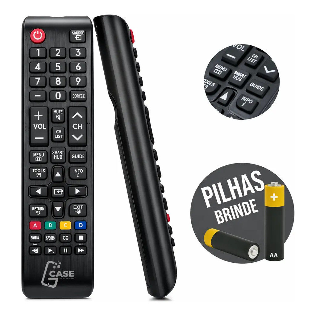Controle Remoto para TV Samsung Smart Hub Universal com Pilhas Gcase Acessorios