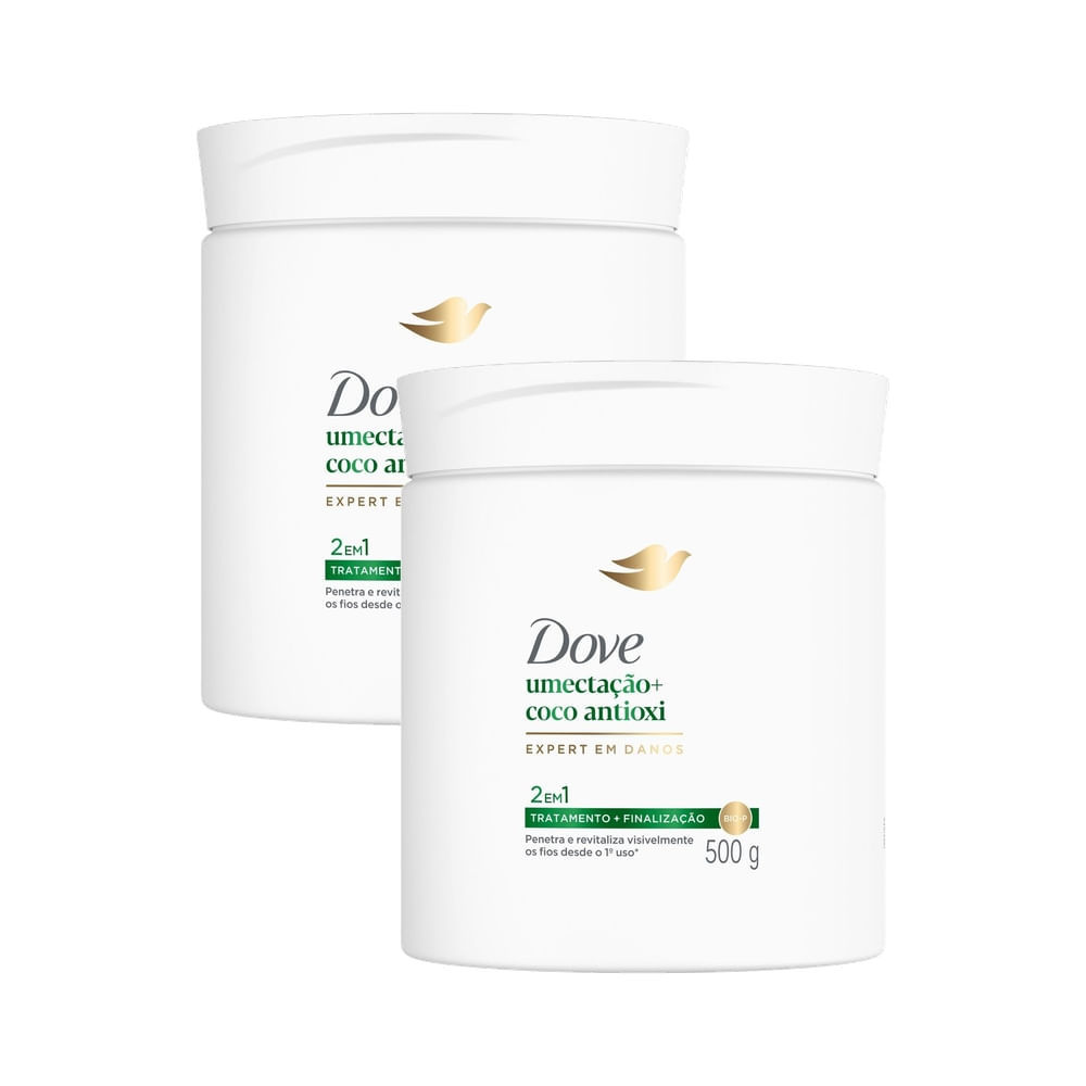 Kit 2 Máscara Capilar Dove 2 em 1 Umectação + Coco Antioxi 500g