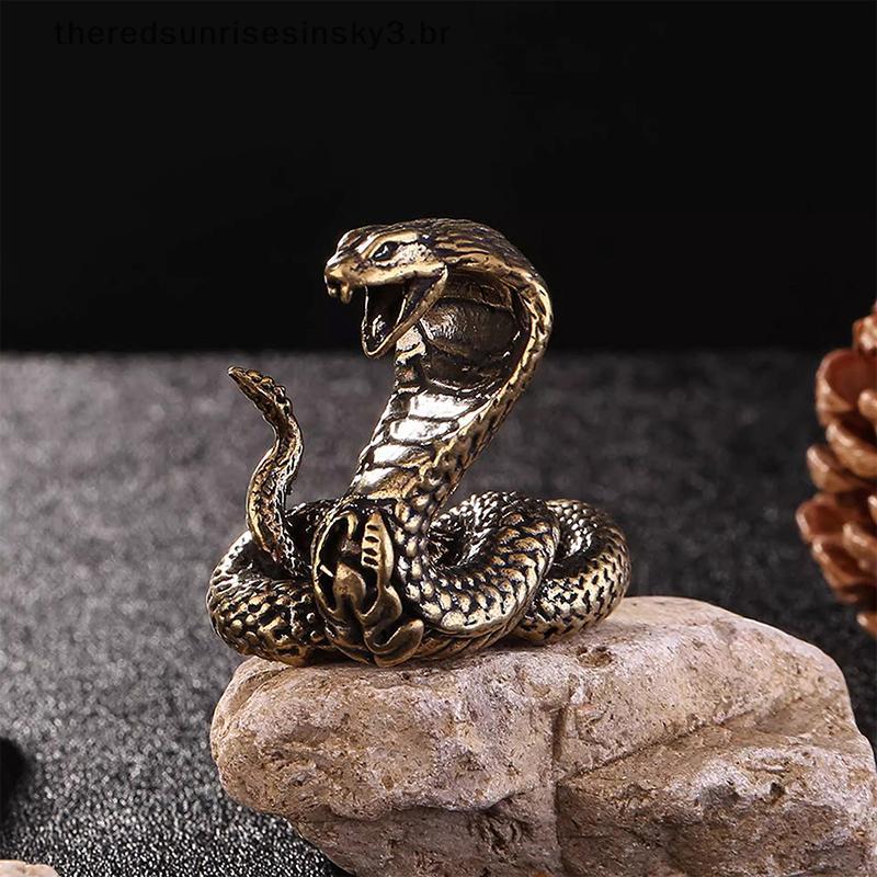 TSBR Cobre Latão Mini Cobra Antigo Bronze Decoração Estatuetas Para Interior Ornamento De Mesa Puro Miniaturas Estátua .