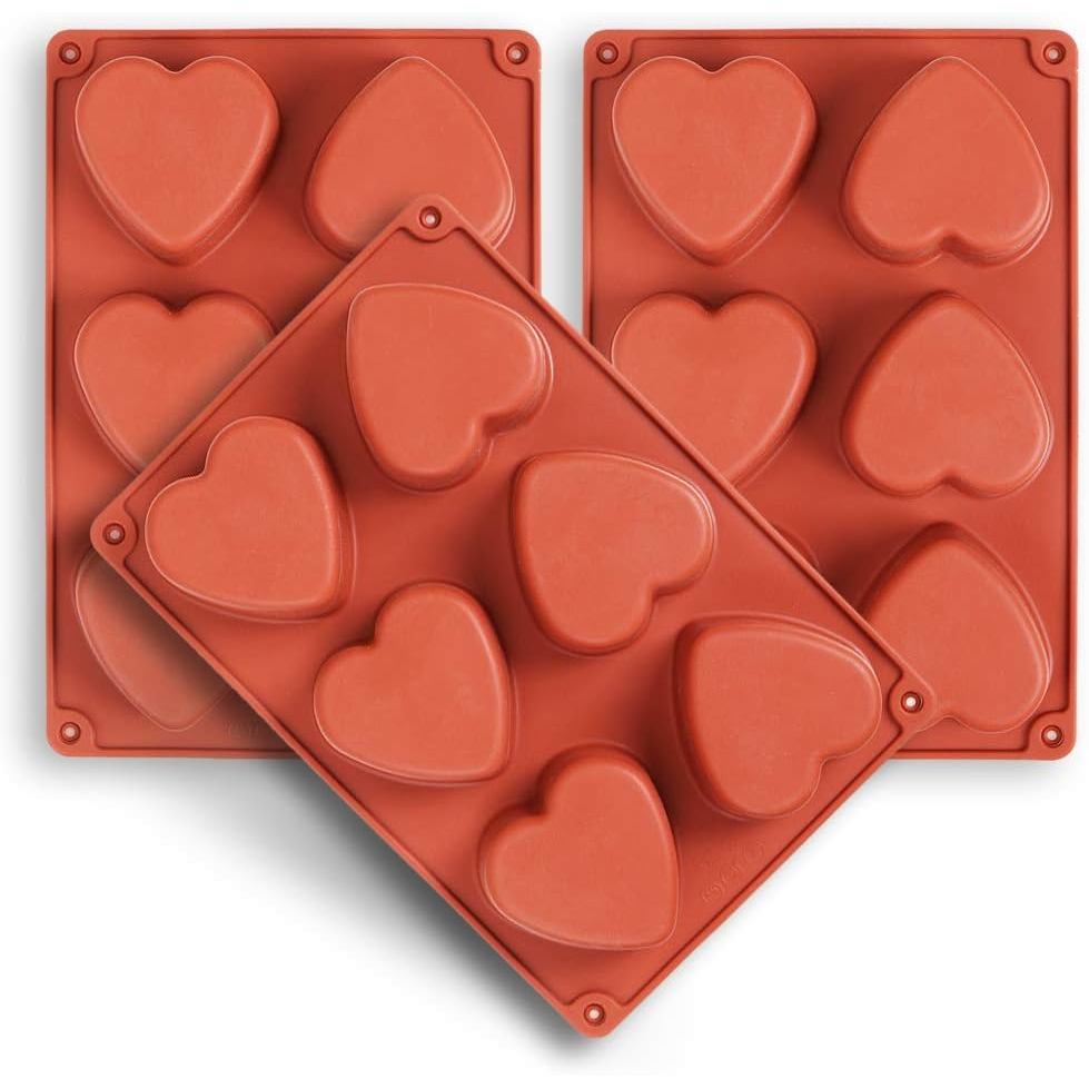 homEdge Molde de Silicone em Forma de Coração com 6 Cavidades, 3 Pacotes de Moldes em Forma de Coração para Fazer Sabone