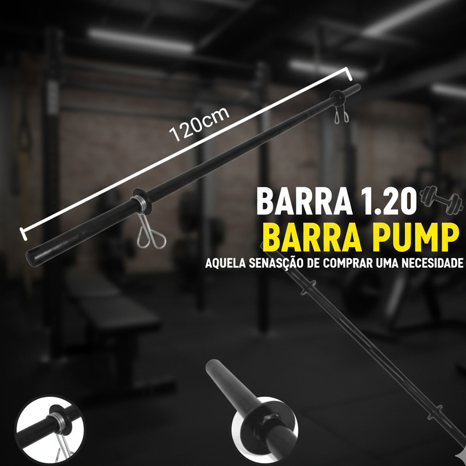 Barra Body Pump Oca 1,20m Musculação Treino Funcional Fitness Ginástica Aeróbica Kit Completo Academia Casa Promoção