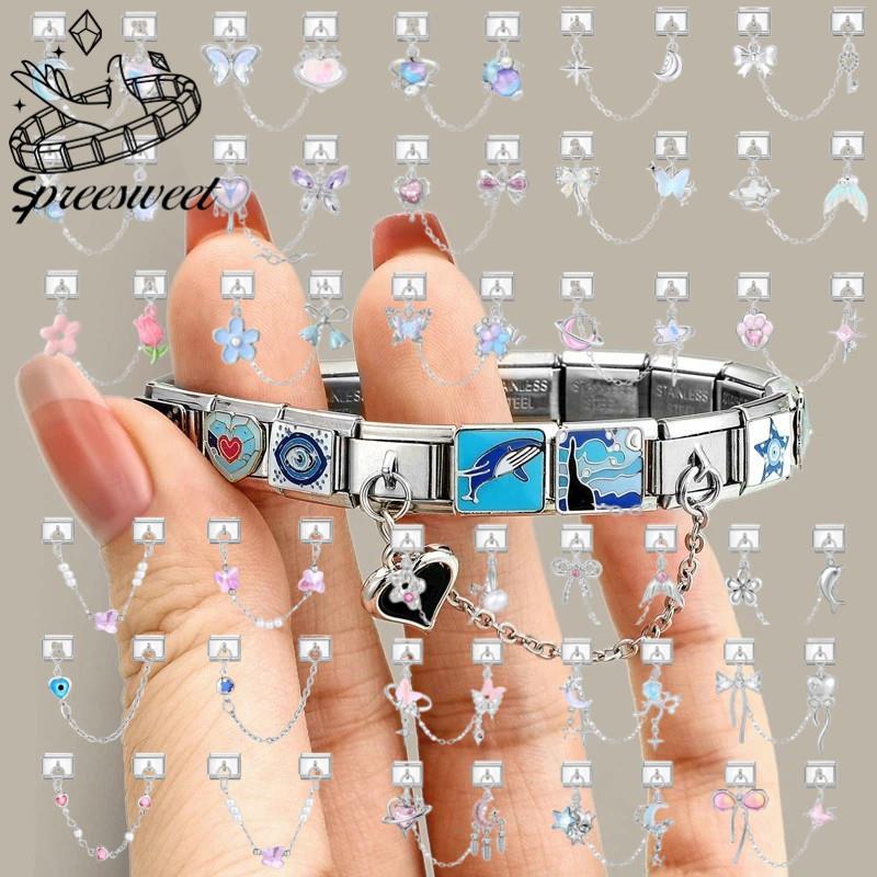 Pulseira Italiana Encantos Com Design De Corrente Charme Links Caber 9mm Modular Jóias De Aço Inoxidável DIY Fazendo