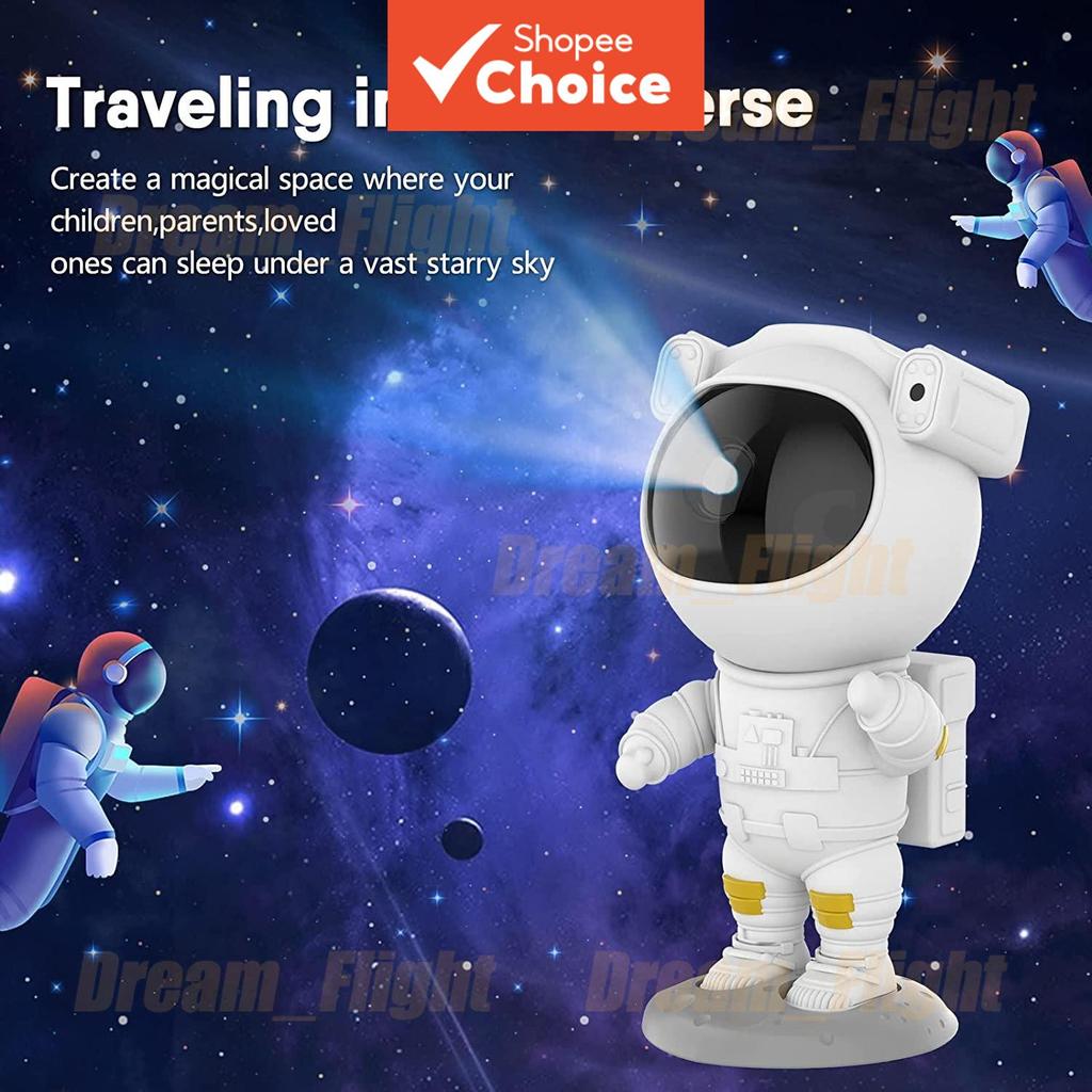 Projetor de Espaço Astronauta - Lâmpada de Estrelas Controle Remoto Recarregável para Teto de Quarto Infantil