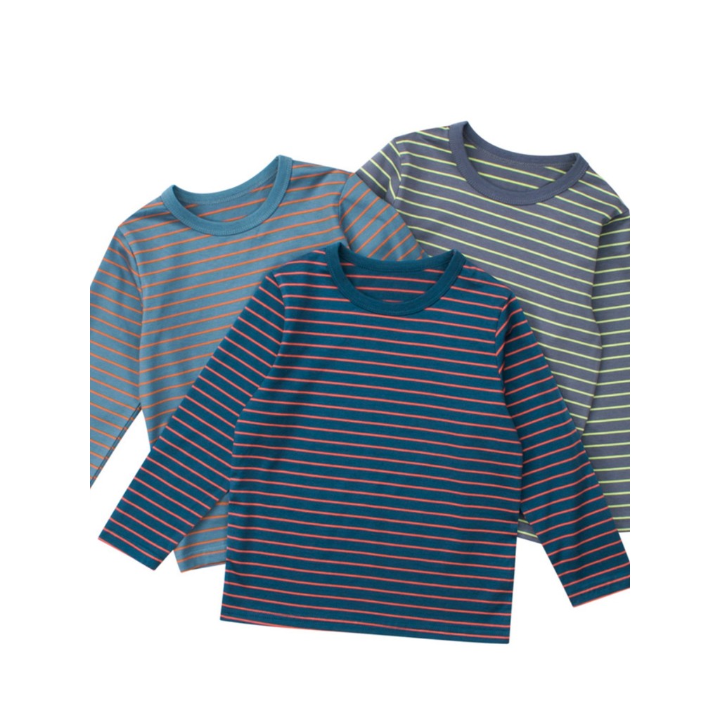 Little Blue Boat Marca Roupas Infantis Sedosa Puro Algodão Camiseta Infantil de Manga Comprida Menino Bebê Listrado Outo
