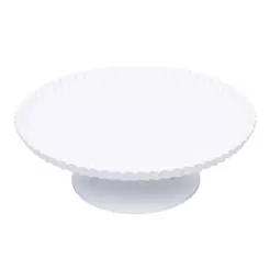 Prato para Bolo com Pé 30cm x 10cm Branco Melamina