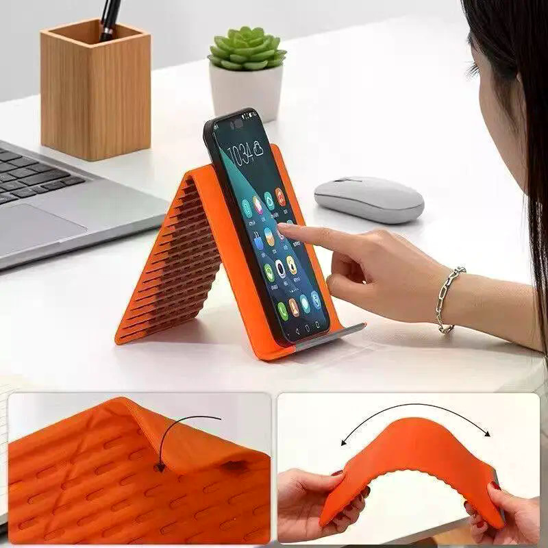 Suporte Ajustável De Silicone Macio , De Mesa Dobrável Para Telefone E Tablet Compacto Preguiçoso Viagens De Escritório 
