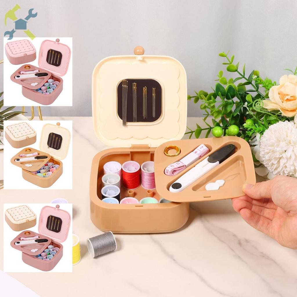 Kit De Agulha E Linha Costura Bonito Com Caixa De Armazenamento Tesoura Dedal Threader Para Adulto SHOPCYC5274