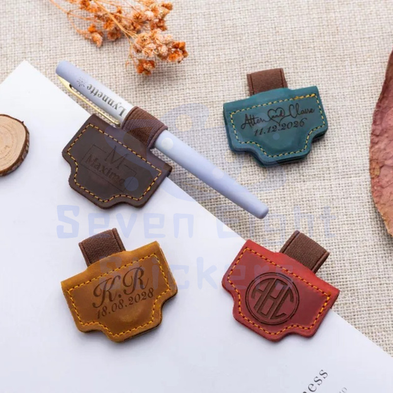 Porta-Canetas Magnético Personalizado Em Couro | Logotipo De Nome Personalizável Estojo Para Caneta Material De Escritór