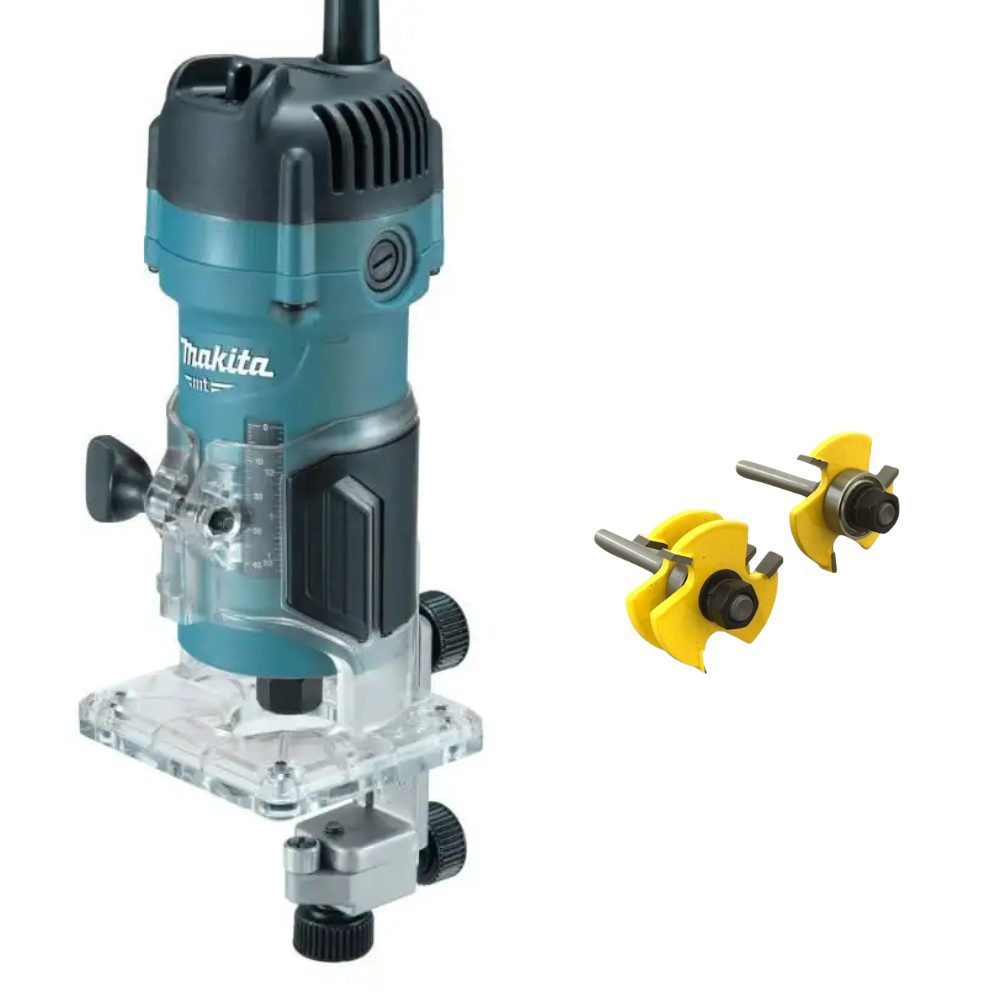 Tupia para Laminado 6mm 530W MAKITA MT com Fresa Macho e Fêmea 6mm EVALD