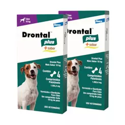 Kit 2 Vermifugo Drontal Plus Caes 10kg C/ 4 Comprimidos Cada