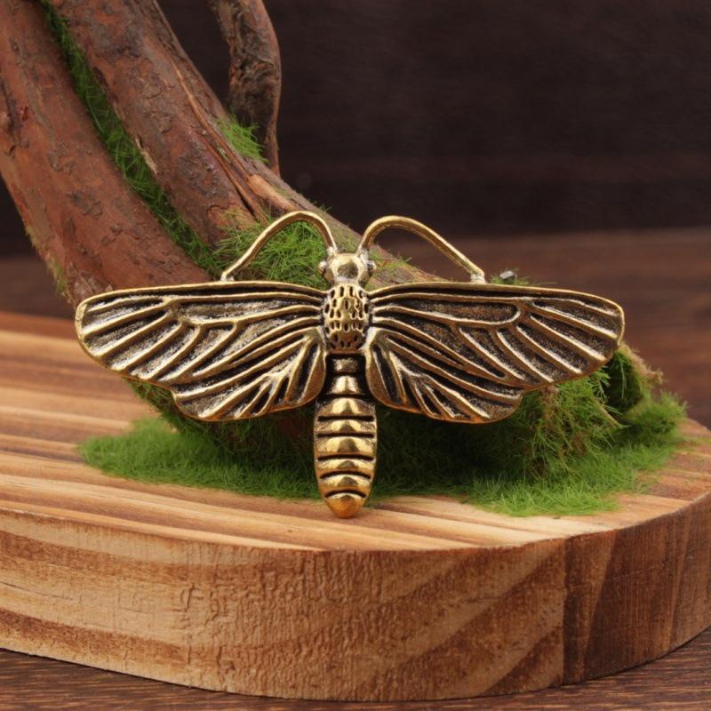 1/3 Pçs Escultura De Traça De Bronze Estatueta De Inseto Para Decoração De Mesa Vintage Coleção Sala De Estudo & Estante