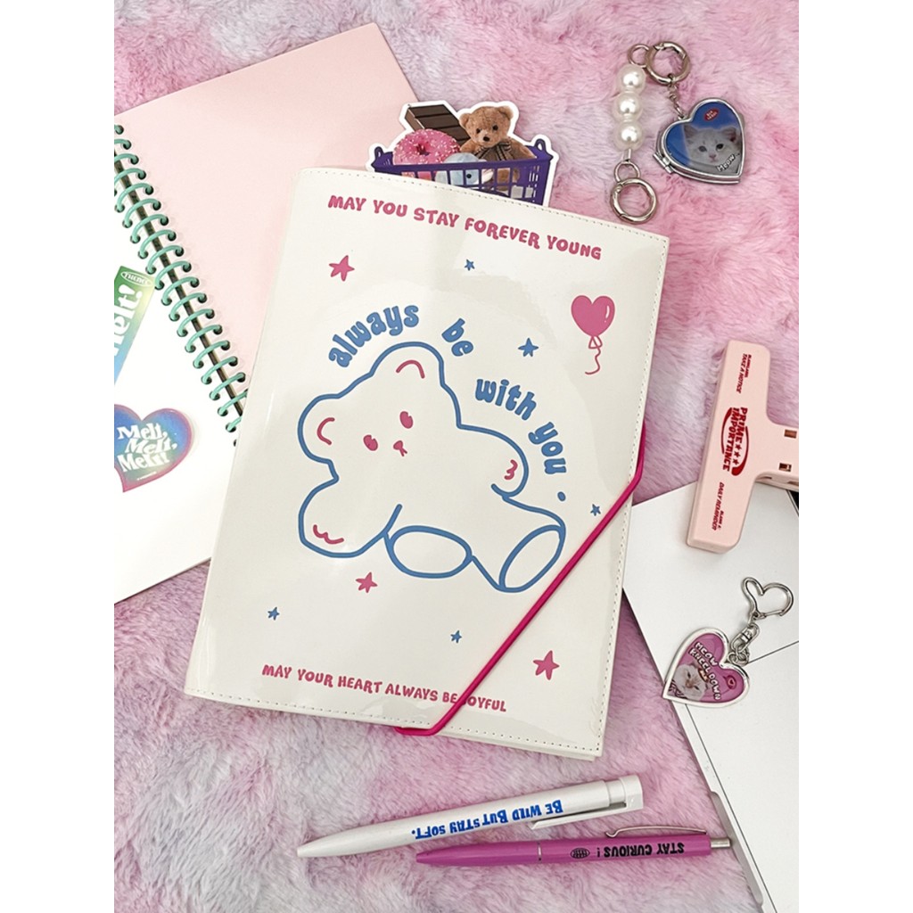 Blanklabel urso branco A5 couro envernizado pu cartão livro fichário manual livro roupas bonito caderno