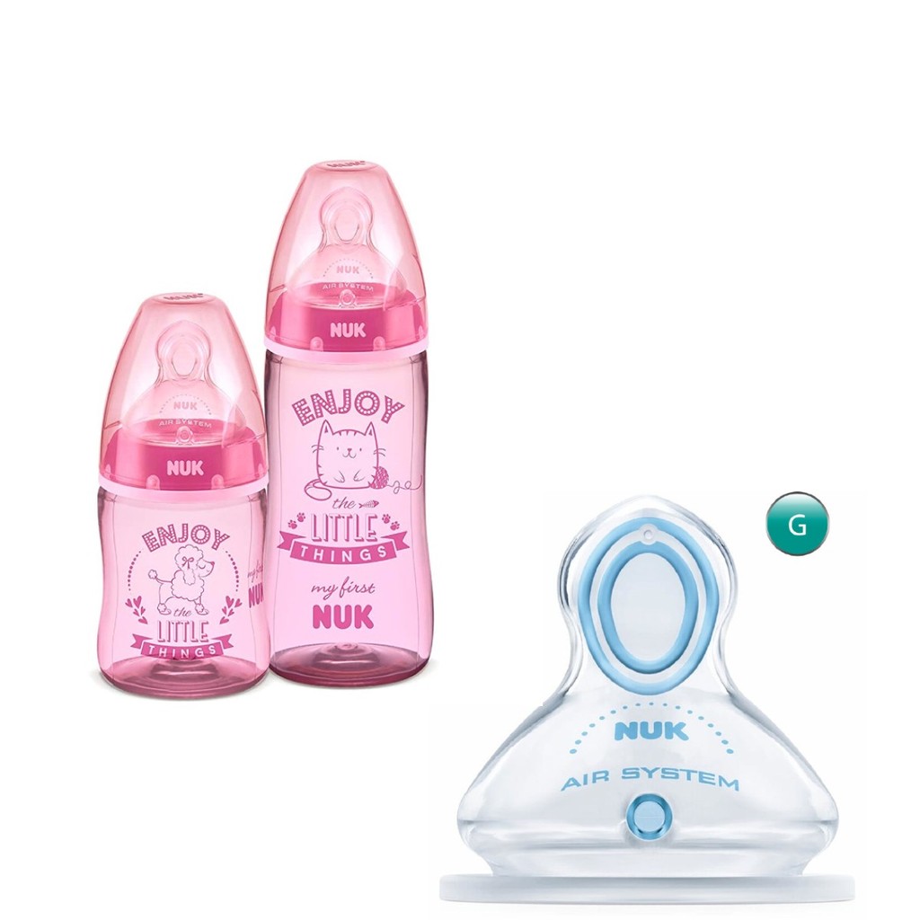 Imagem Kit 2 Mamadeiras 150/300ml Rosa + Bico de Silicone First Choice Líq .Grossos
