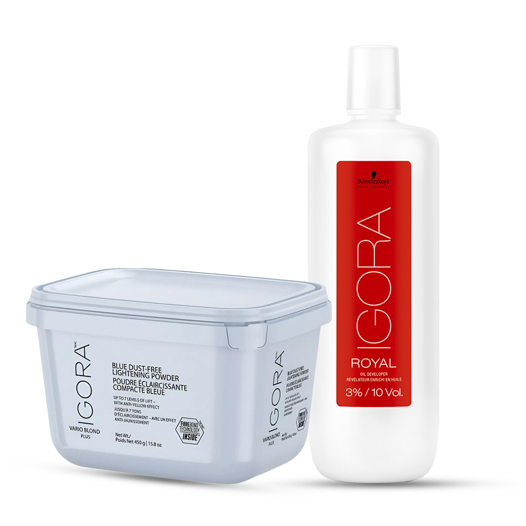 Kit Pó Descolorante Vario Blond Plus Azul 1un + 1un Ox Água Oxigenada 20vol 1000ml