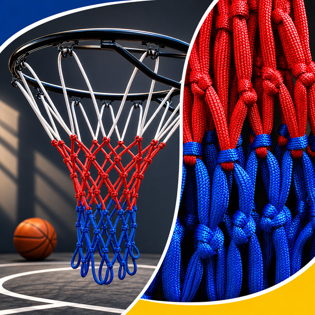 Par Rede Basquete Fio 6mm 12 Alças Para Cesta Modelo Oficial / Branca / Azul / Vermelha