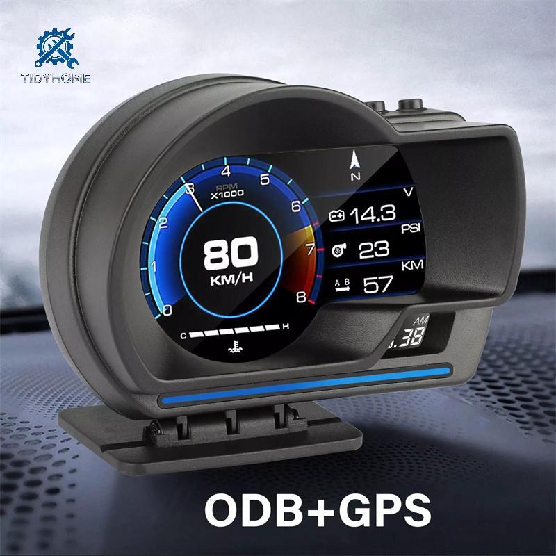 FFBR Universal OBD2 E GPS Medidor De Sistemas Duplos Velocímetro Head Up Display Multifuncional Temperatura Da Água Turb