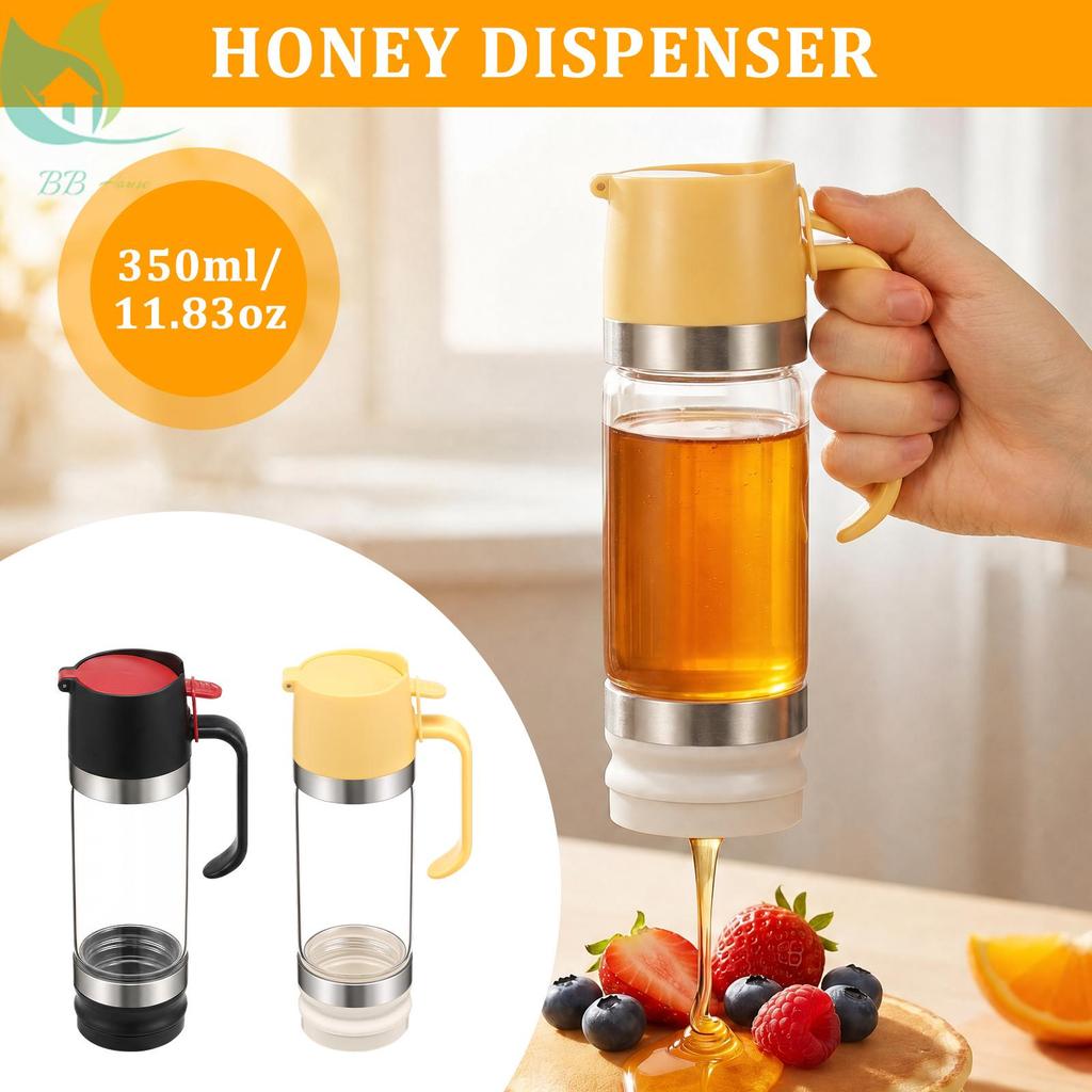 Dispensador De Mel Sem Gotejamento , Pote De Vidro Para Com Alça , 11.83 Onças , Xarope De Bordo Café , Chá , SHOPQJC199