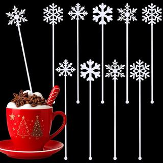 30 Peças de Mexedores de Café em Forma de Floco de Neve, 6 Polegadas, Palitos de Coquetel de Natal, Mexedores de Bebidas