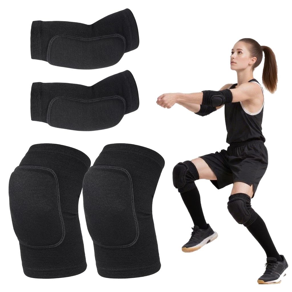 Joelheiras e Cotoveleiras para Vôlei, Conjunto de Mangas de Proteção para Braços e Joelhos para Crianças e Jovens, Yoga,