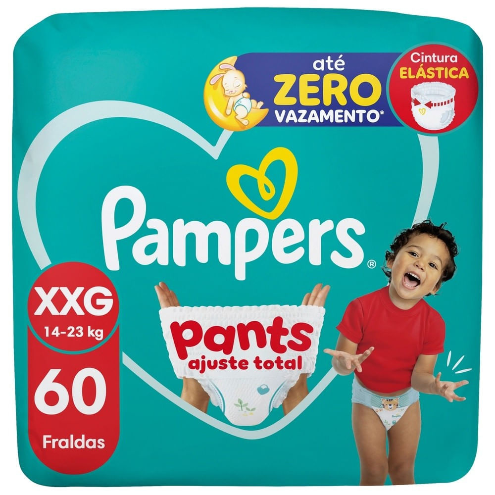 Kit 4 Fralda Pampers Pants Ajuste Total Tamanho XXG com 60 Unidades