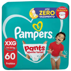 Kit 4 Fralda Pampers Pants Ajuste Total Tamanho XXG com 60 Unidades
