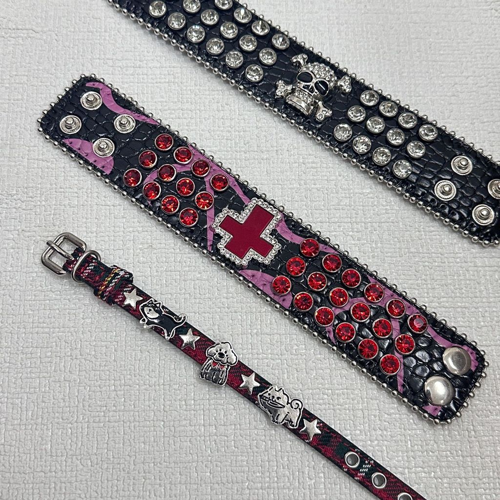 Hip Hop Punk cruz diamante strass pulseira personalidade cheio de diamante jóias de couro do plutônio