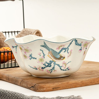 T Tangshan Bone China Lotus Leaf Bowl Champs Lishe 8 Polegada Tigela de Sorvete Salada Folha de Lótus Tigela Sobremesa L