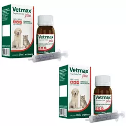 2 Vermifugo Vetmax Plus Para Cães E Gatos Suspensão 30ml