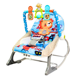 Cadeira de Descanso Bebê Balanço Musical Vibratória Reclinável Mobile C/Cinto 0 a 18kg - KaBaby Azul