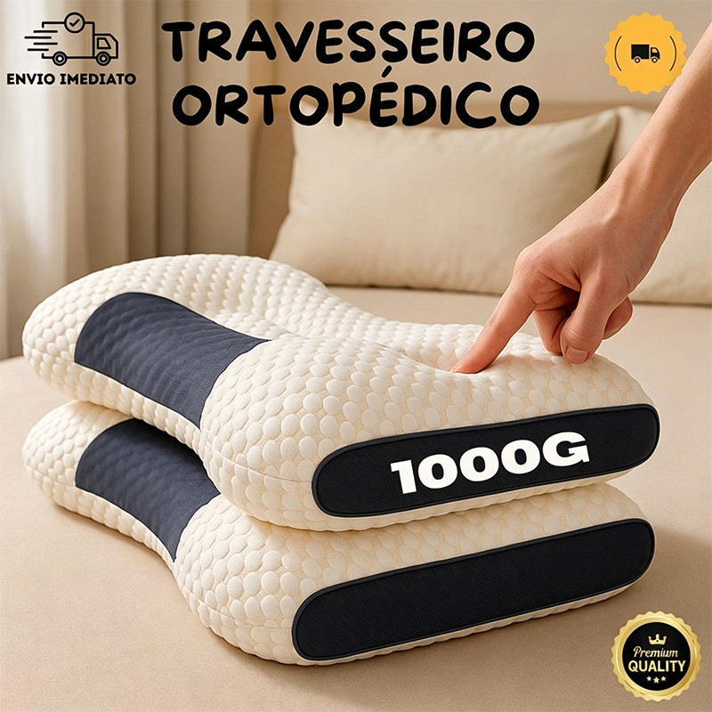 Travesseiro Ortopédico Cervical Ergonômico Fino-Almofada para Coluna Cervical Dor no pescoço Algodão Tricotado Macio