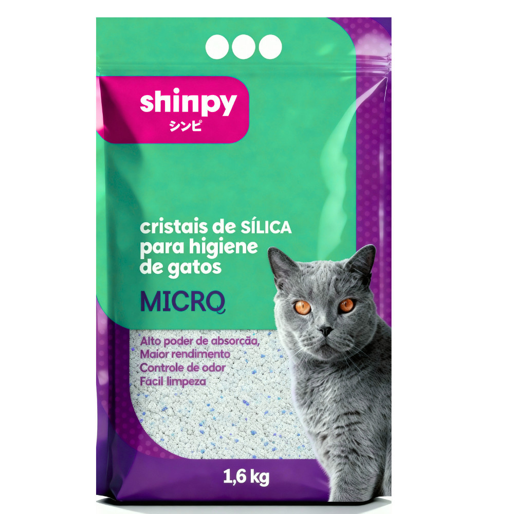 Areia Higiênica Shinpy Micro Sílica Para Gatos 1,6kg
