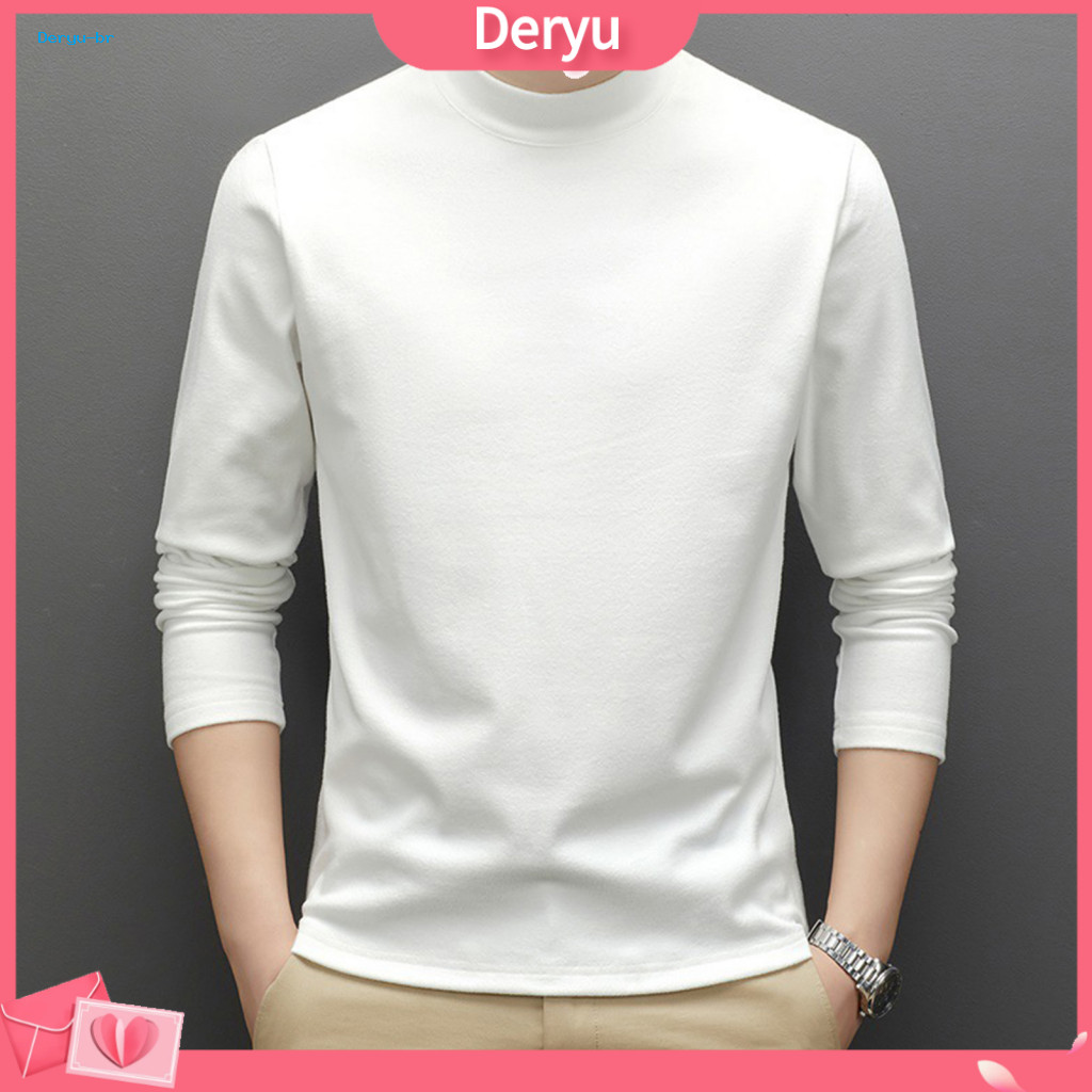 Everyday Style Men Top Thermal Clothing Layering Men's Slim Fit Fitness Winter Pullover Stretchy Double-sided Plush Long