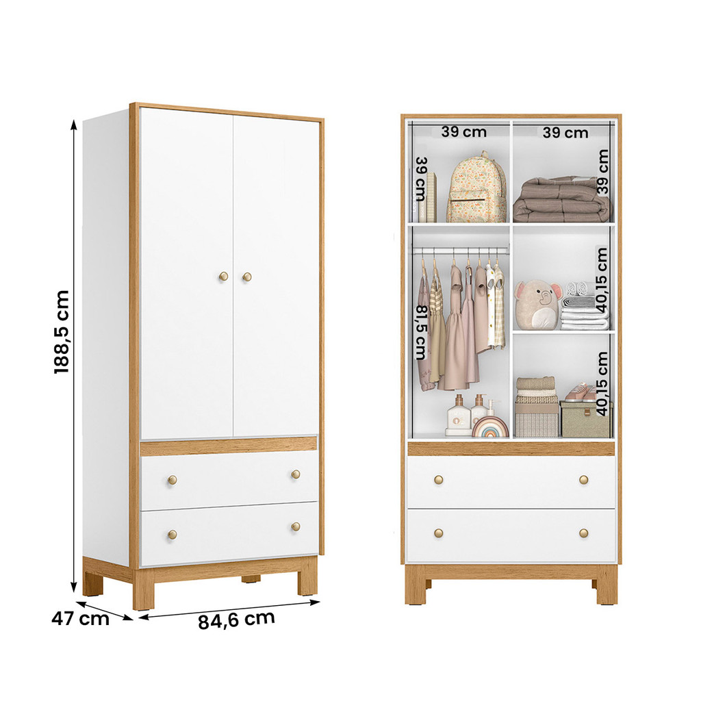 Conjunto de Guarda Roupa 5055 com Comoda Flora 5135 — imagem 2 de 2
