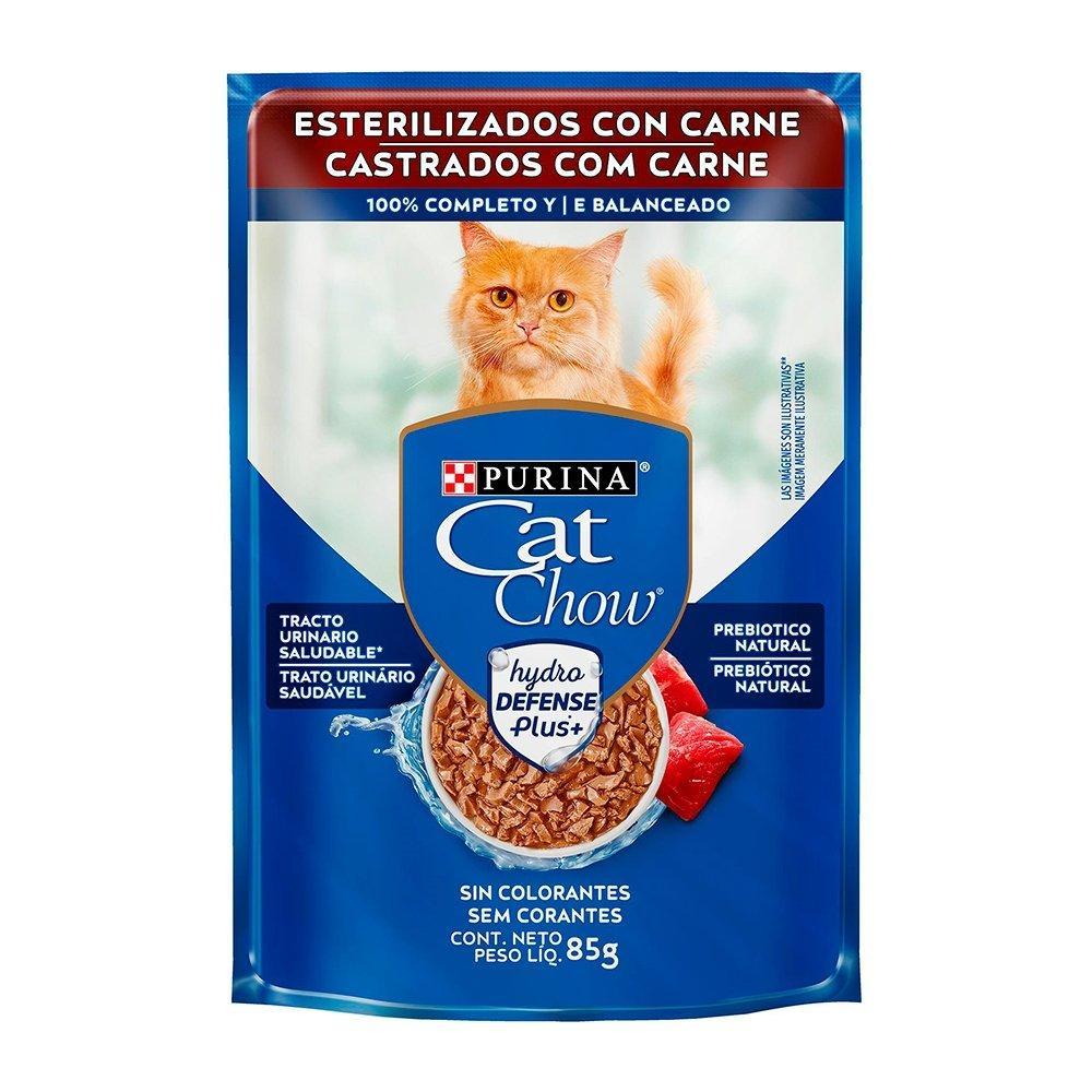 Ração Purina Cat Chow para Gatos Castrados Carne 85g - Embalagem com 15 Unidades
